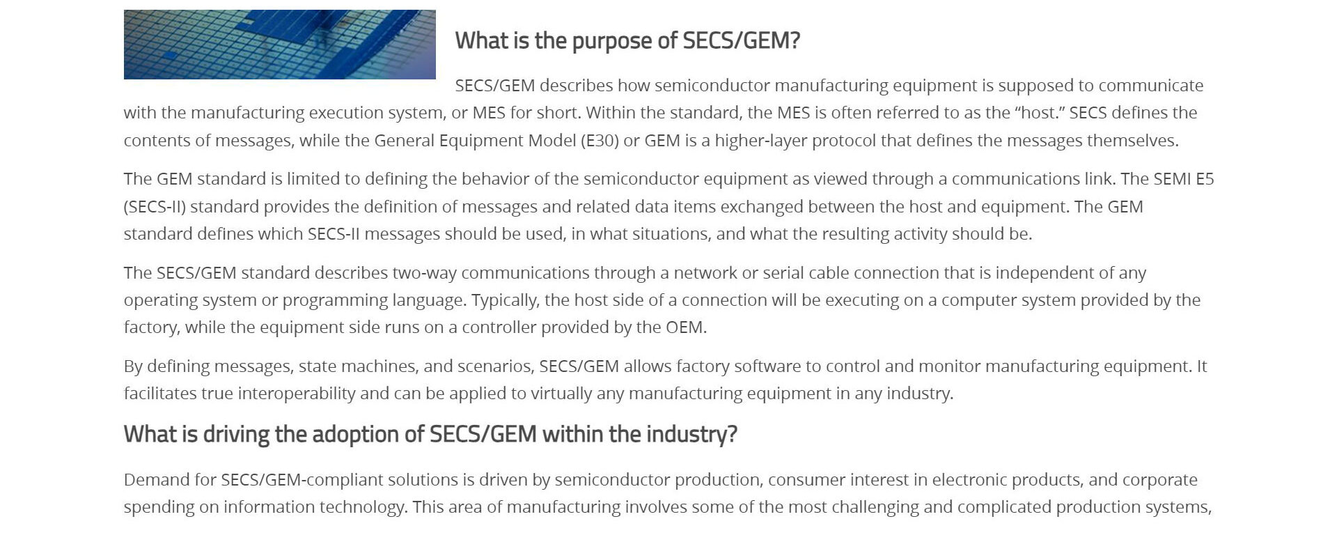 Recommended Reading: What is SECS/GEM